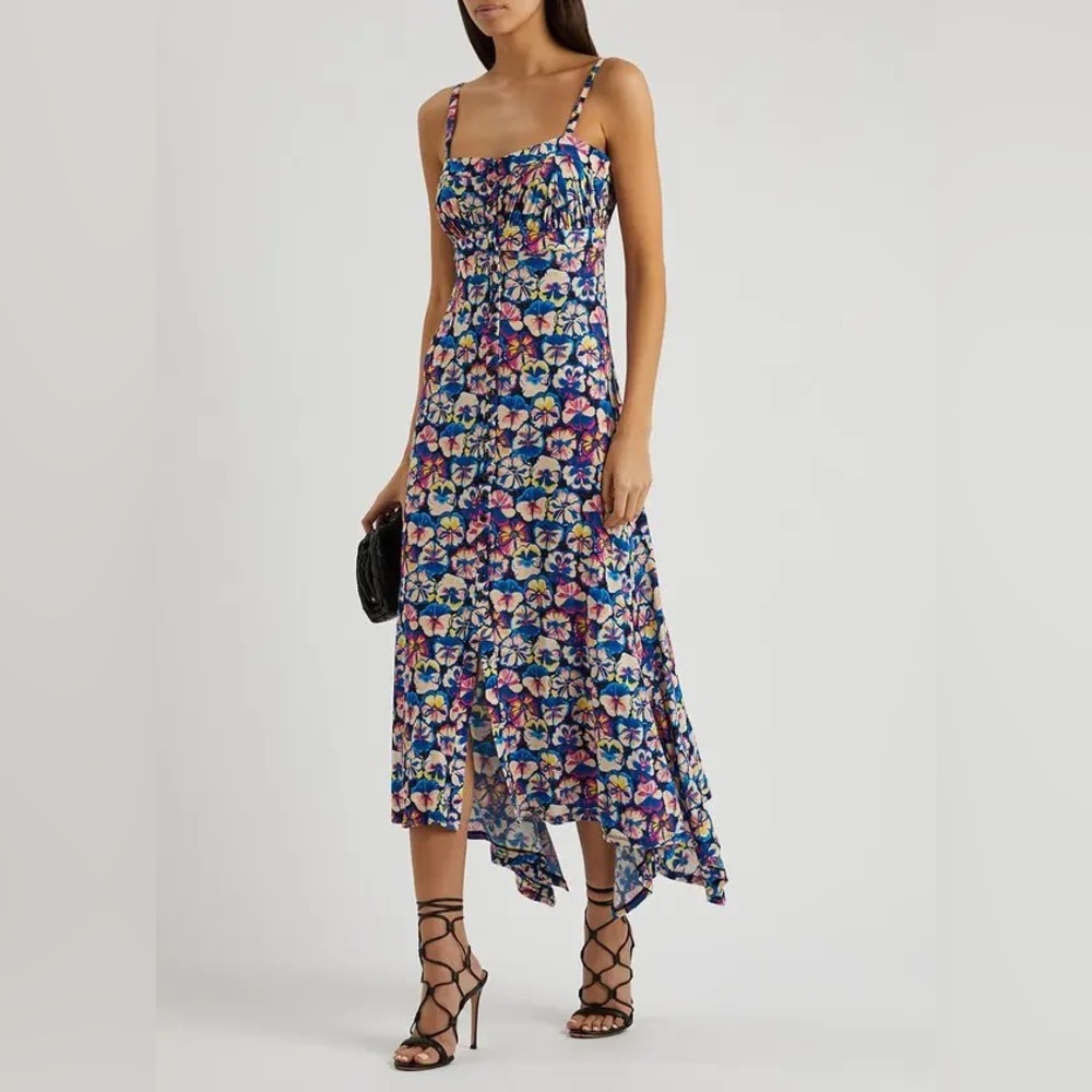 Paco Rabanne Multicolor Floral Midi Dress